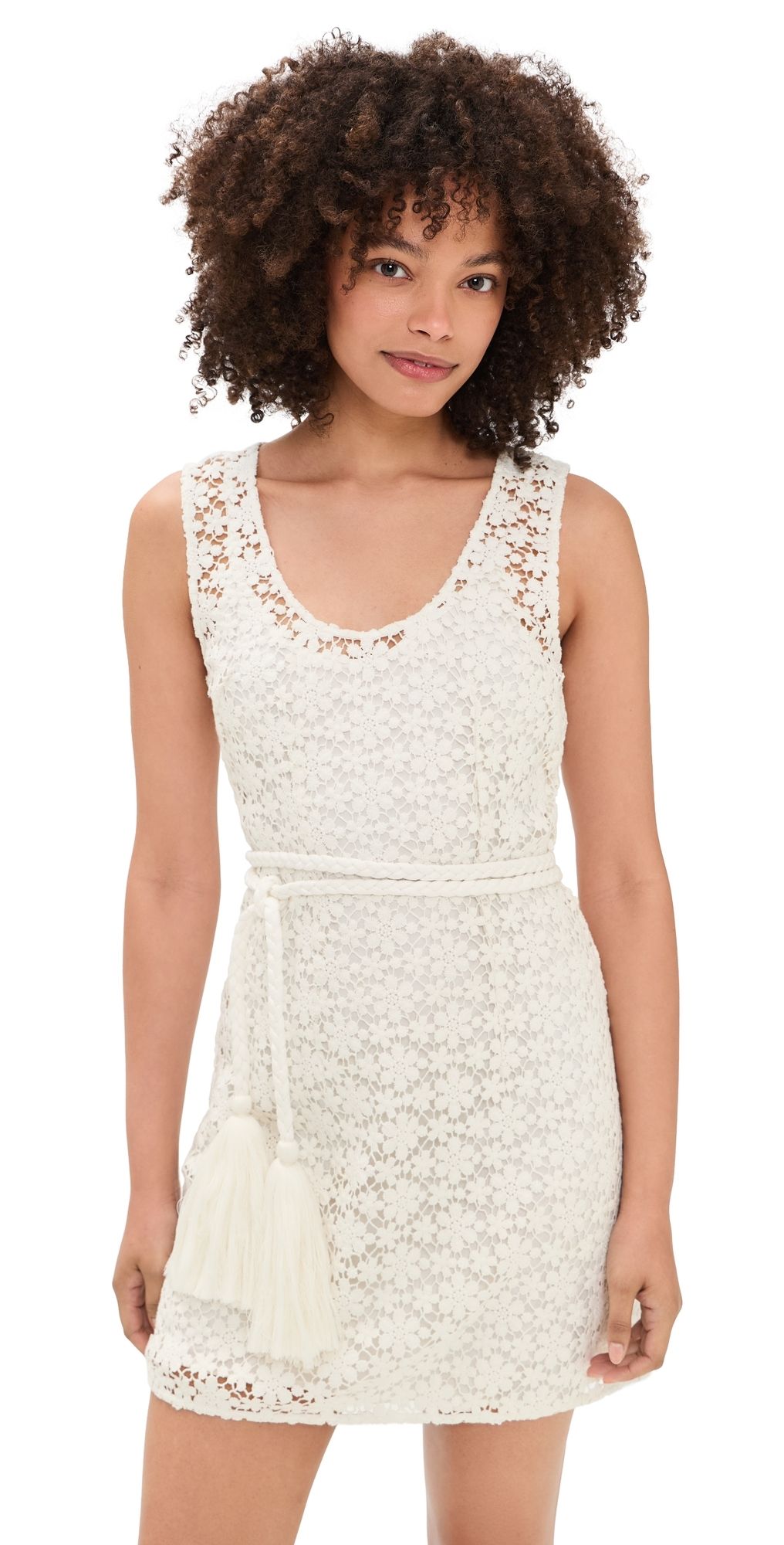 Apiece Apart Rahel Tassel Mini Dress Cream 10