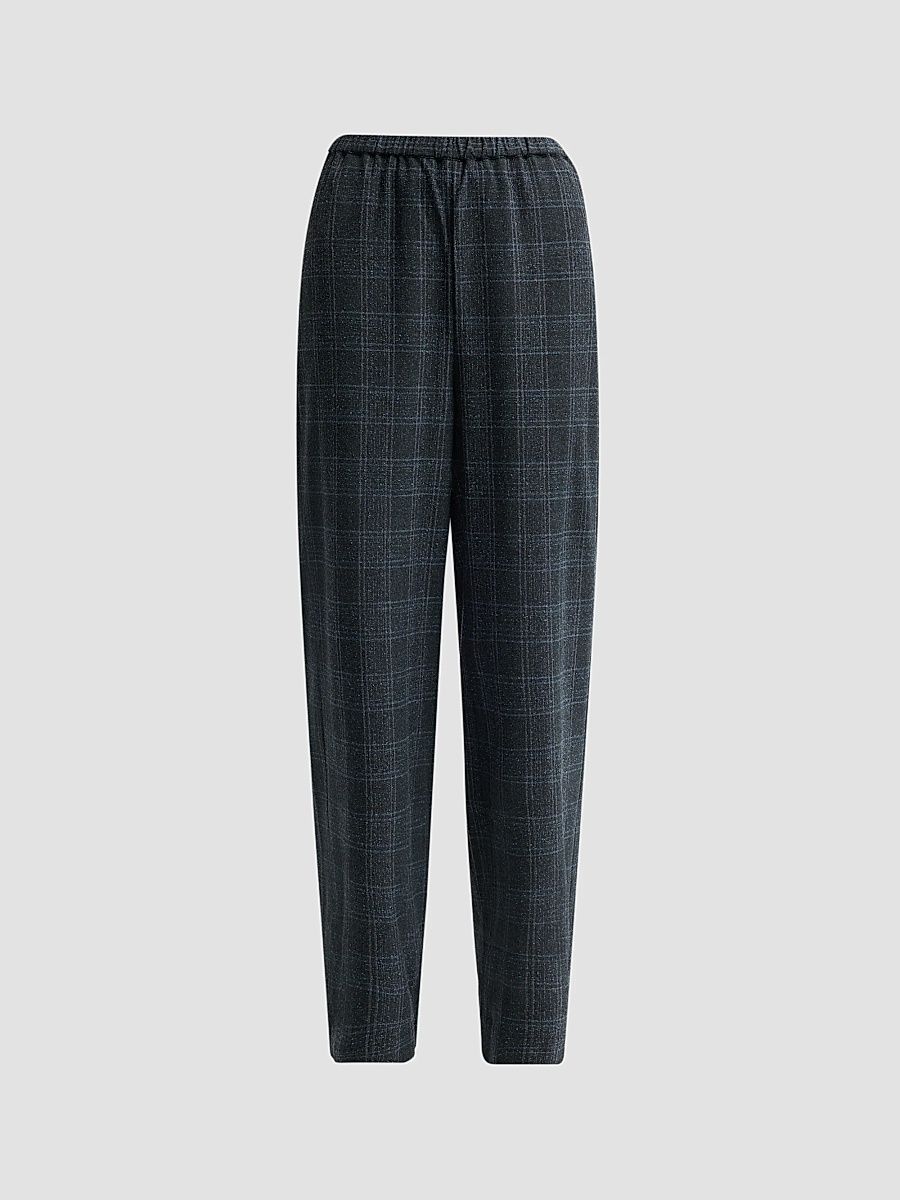 Staud Women's Denali Plaid Pants - Ink Blue Plaid - Size XL