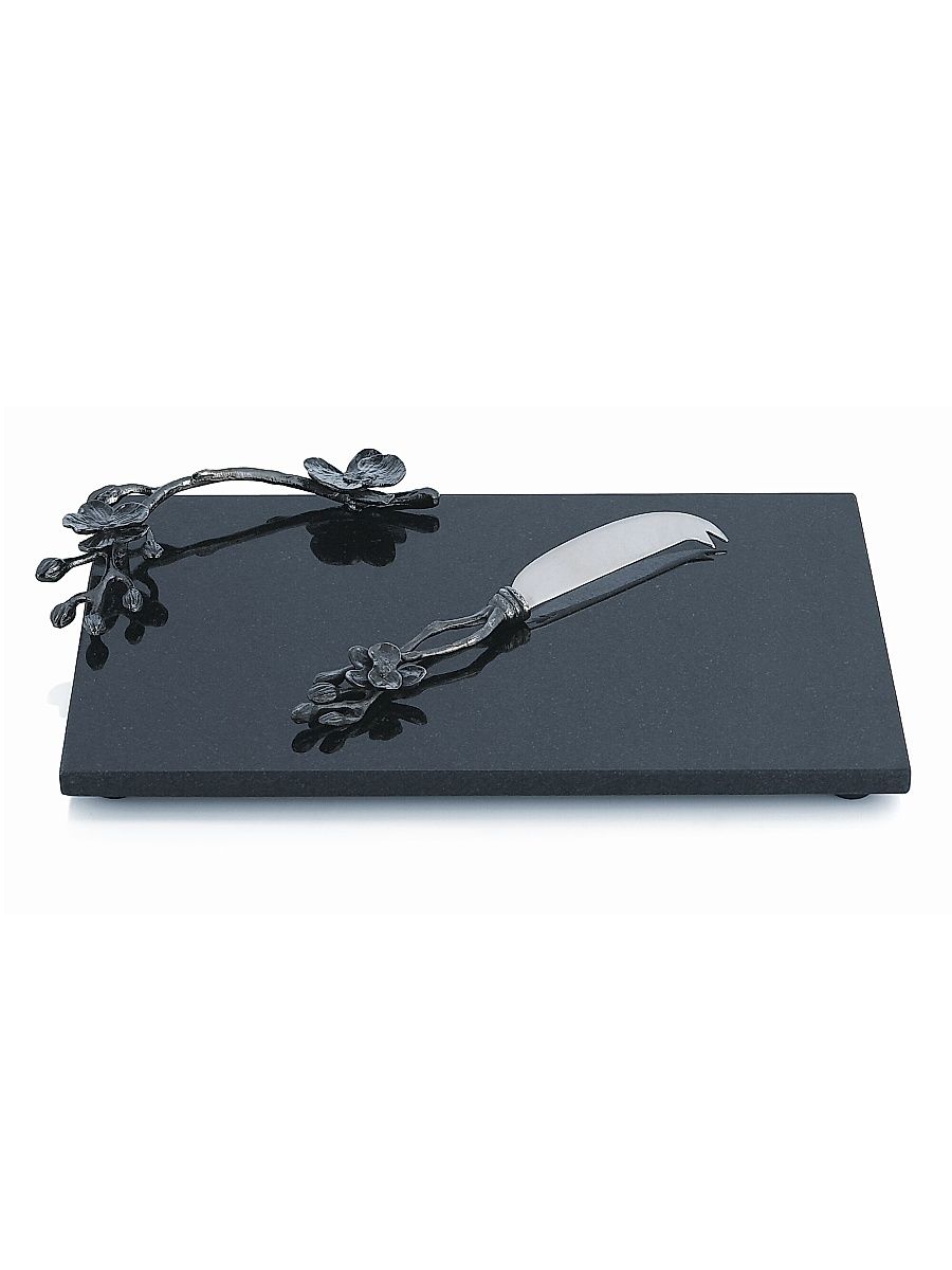 Black Orchid Two-Piece Cheeseboard & Knife Set