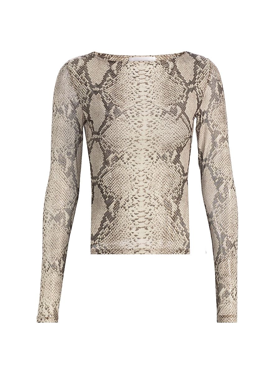 Women's Flume Snake Print Long-Sleeve Top - Snake Print Natural Multi - Size XS