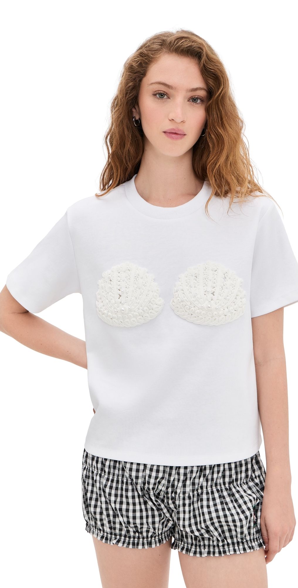 English Factory Pearl Seashell T-Shirt White M