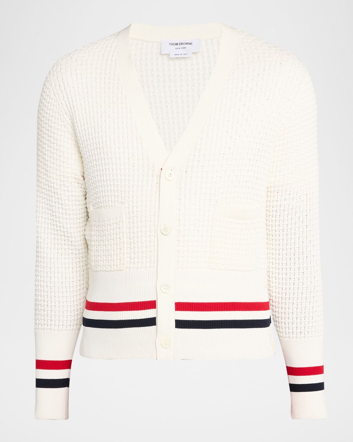 Men & apos;s Stitch Cotton RWB Half Cardigan