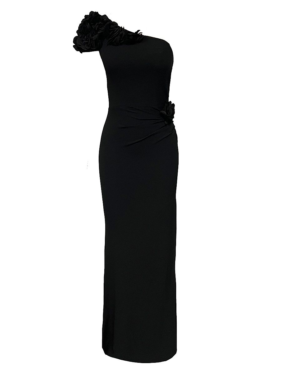 Women's Aubrielle Asymmetric Gown - Black - Size Medium