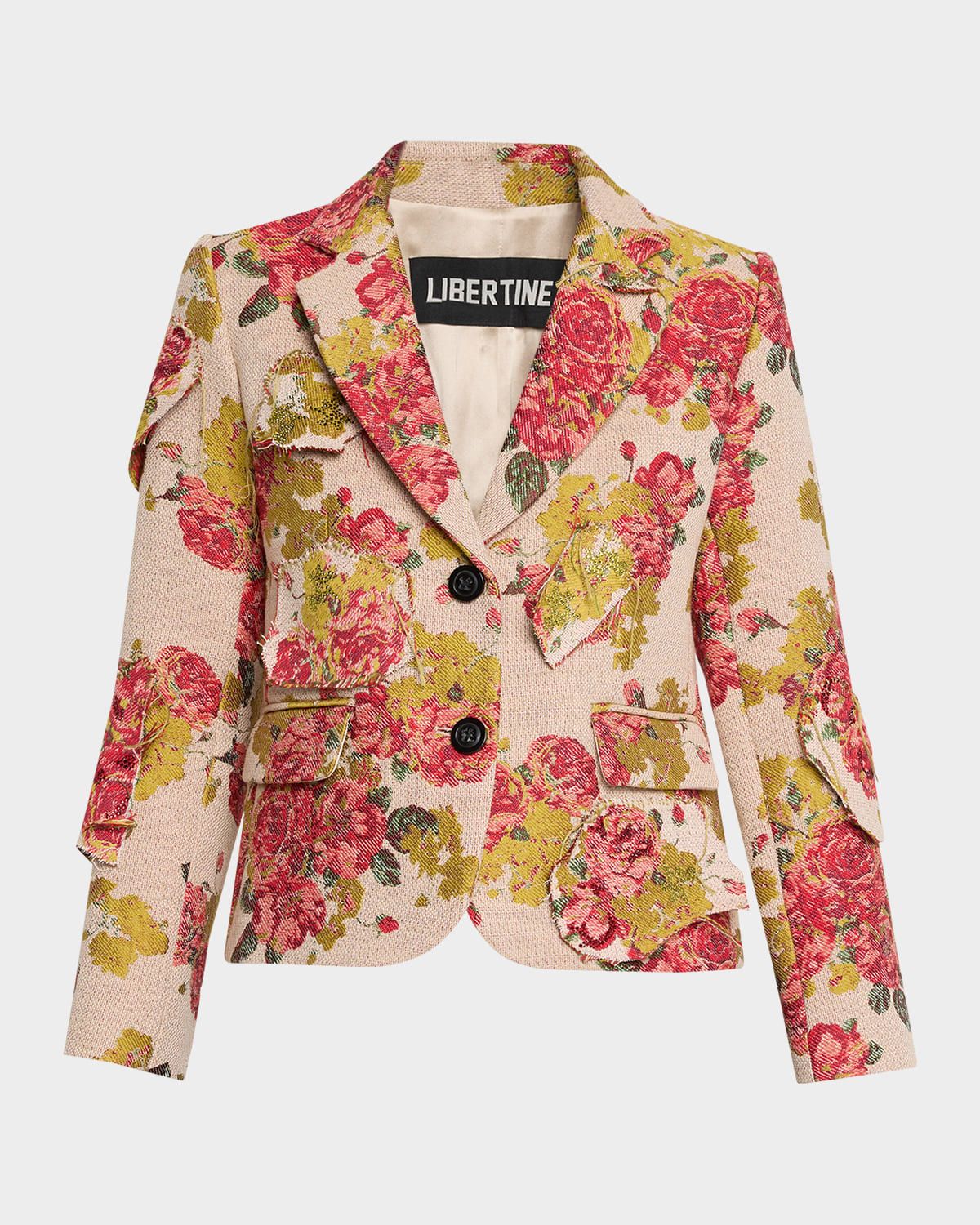 Lizzy Bennett Patched Floral Brocade Single-Breasted Jacket