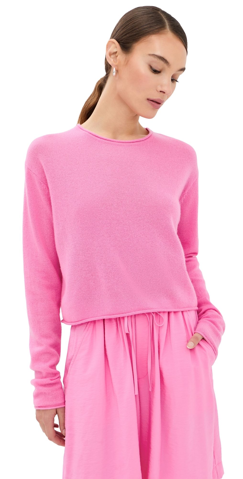 Sablyn Lance Cashmere Cropped Pullover Dahlia Pink S