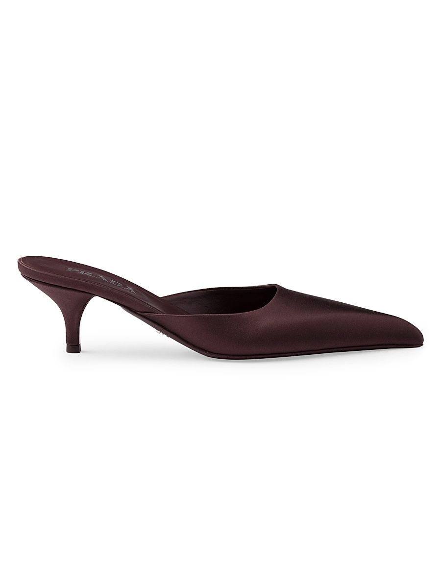 Women's Satin 55MM Mules - Dark Red - Size 9.5