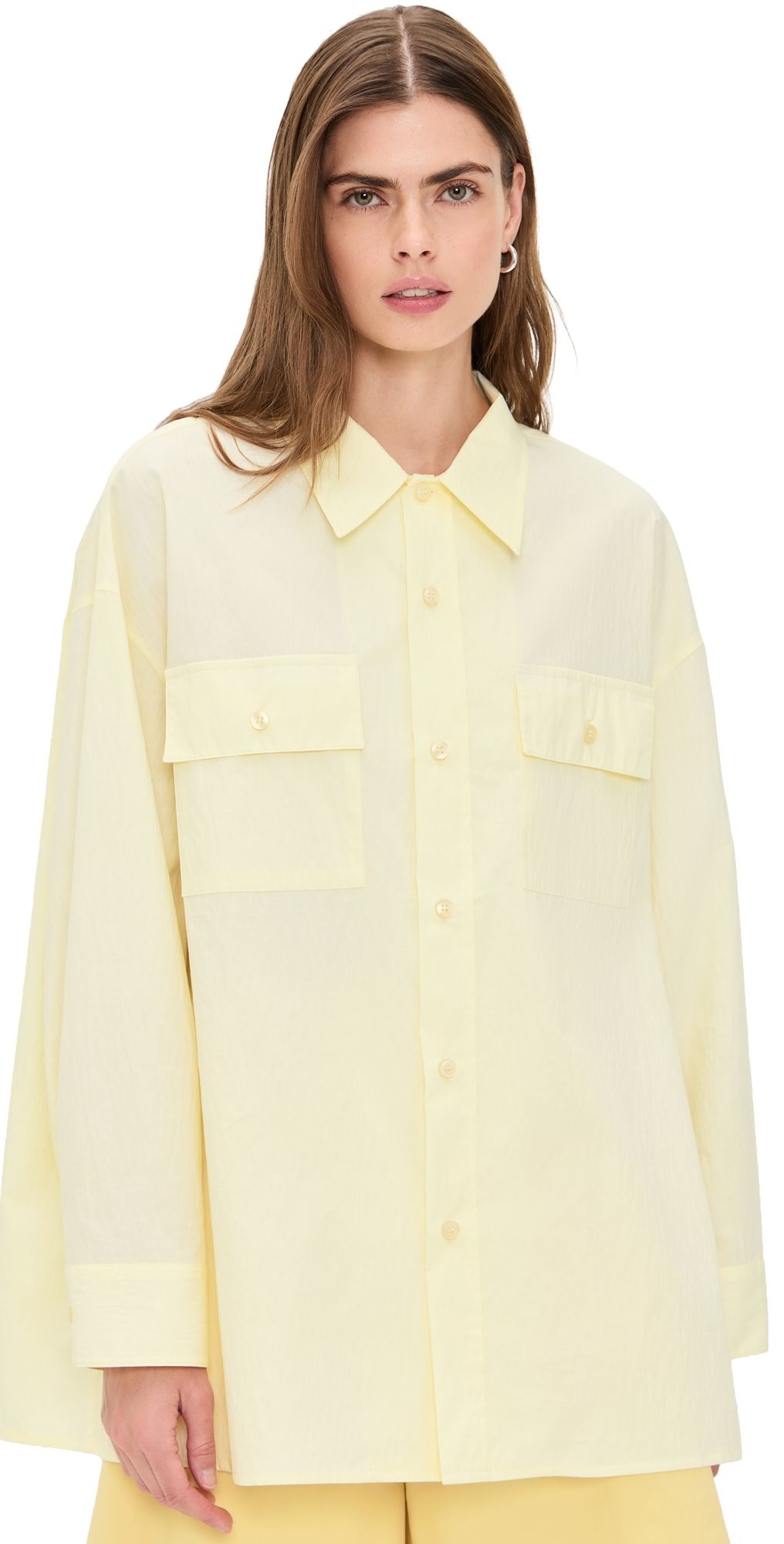 The Latest Daria Crinkled Effect Shirt Light Yellow M