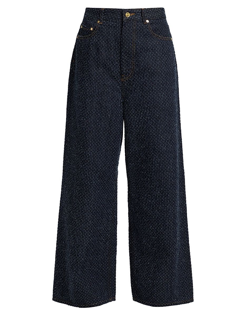 Women's Tweed Denim Baggy Jeans - Rinse - Size 33