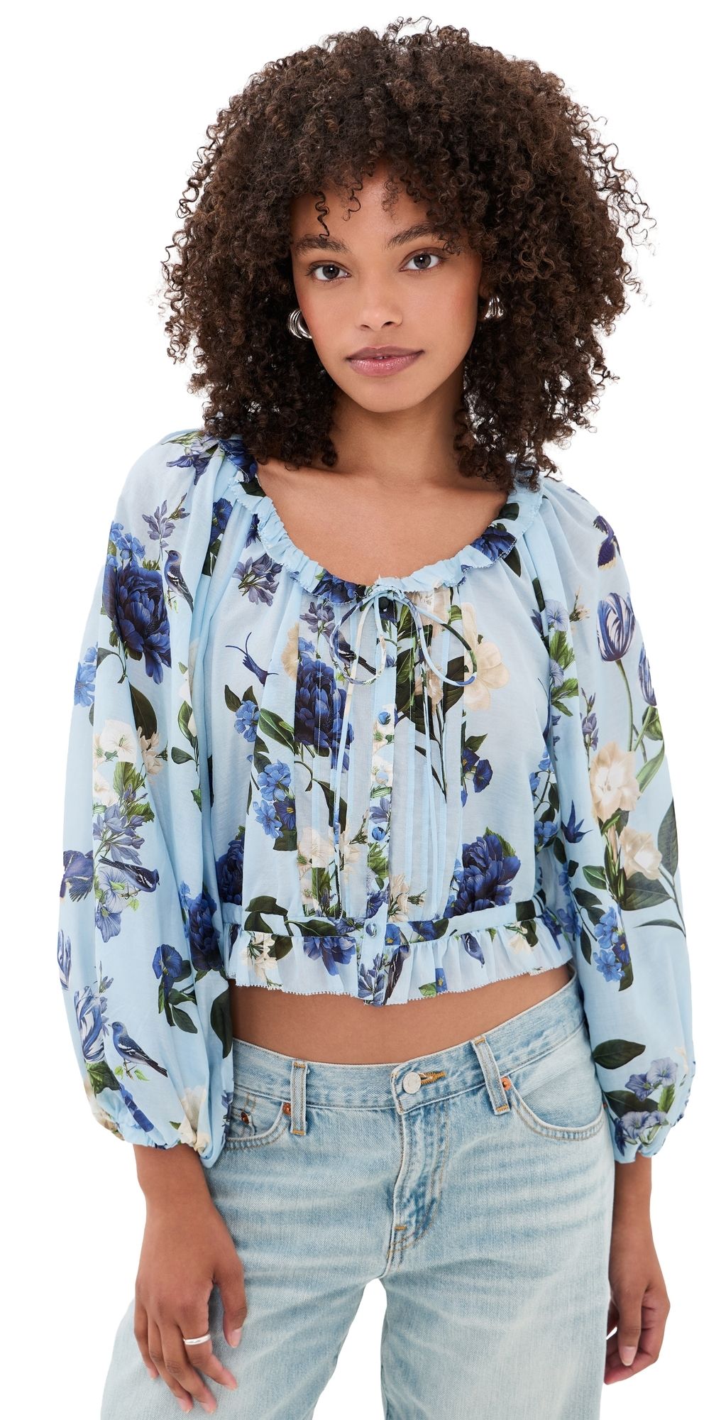 ALICE + OLIVIA Mclaine Cropped Blouse Fly Away XL