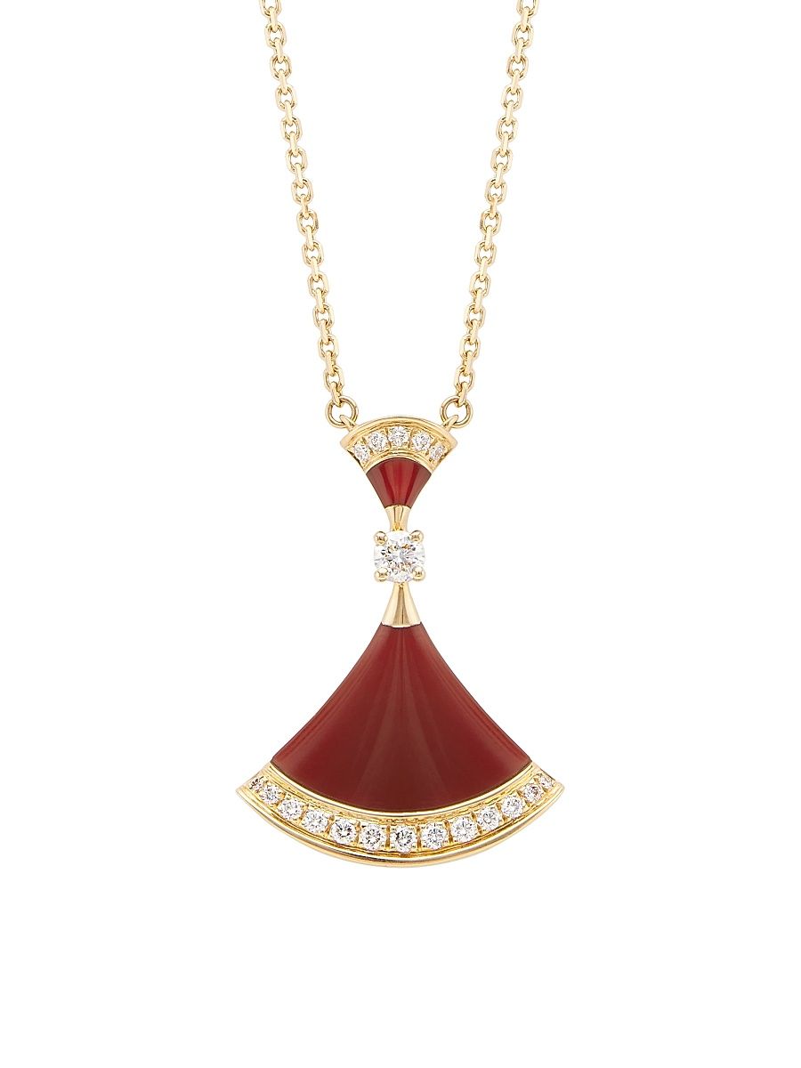 Women's Divas' Dream 18K Rose Gold, Carnelian & Diamond Pendant Necklace - Rose Gold