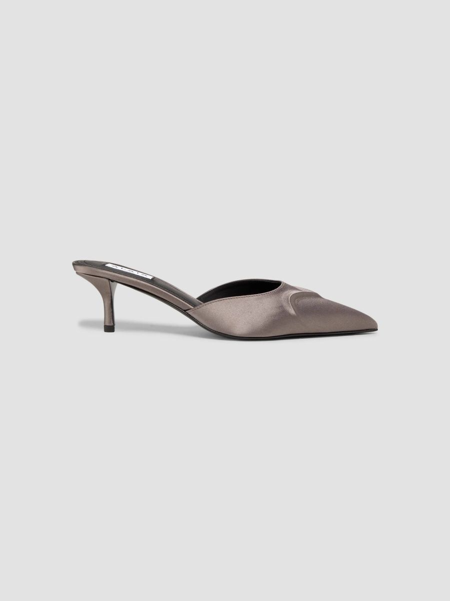 ALAÏA Women's Satin 55MM Mules - Taupe - Size 7.5