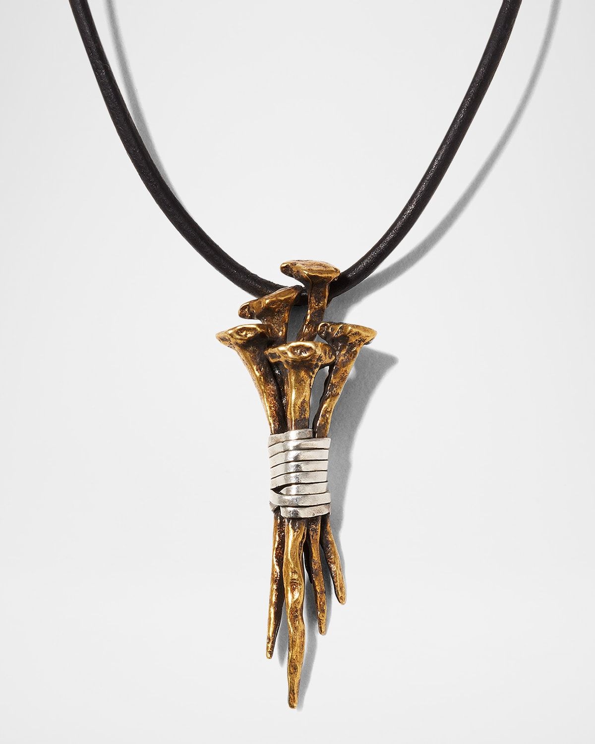 Men & apos;s Distressed Nails Cluster Pendant Necklace