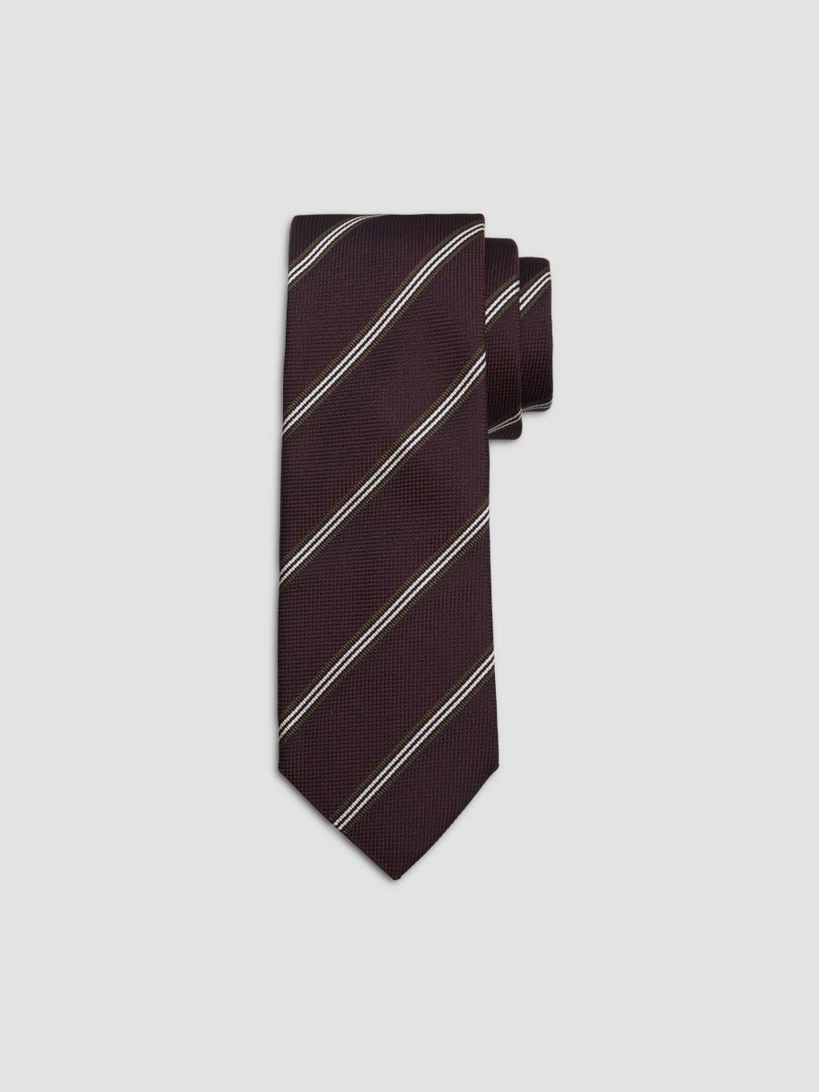 Eton Men's Striped Silk Tie - Medium Red