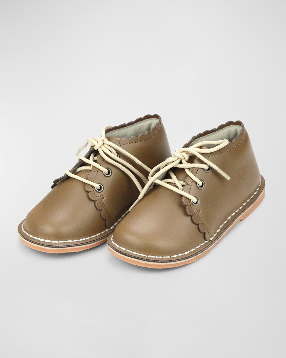 Girl & apos;s Georgie Scalloped Leather Lace-Up Boots, Baby/Toddler/Kid