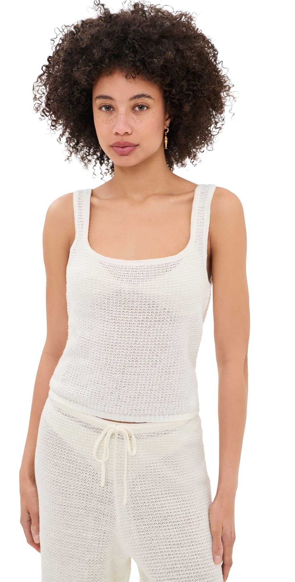 Onia Square Neck Knit Tank Egret S