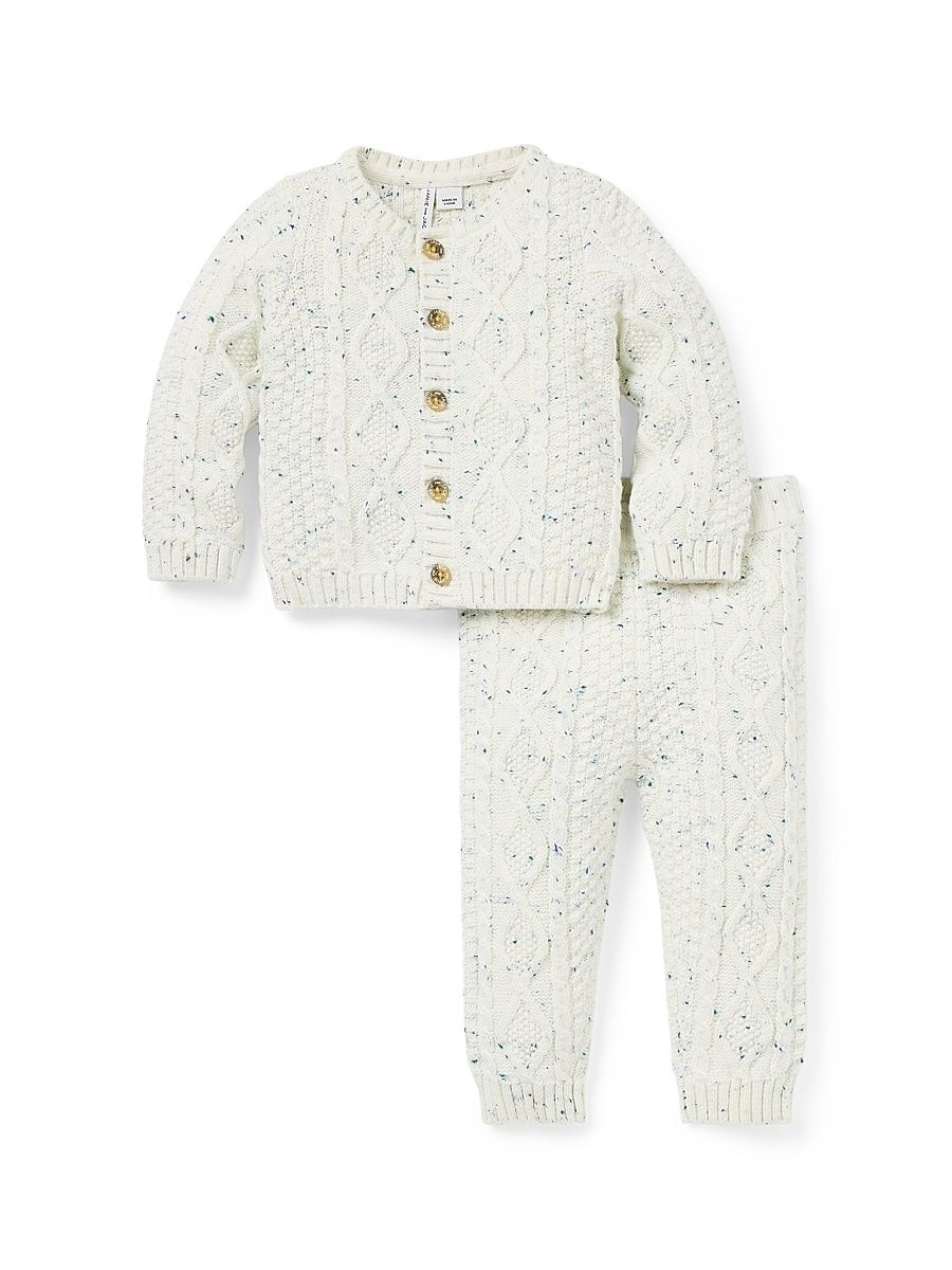 Baby Girl's 2-Piece Cable-Knit Cotton Cardigan & Pants Set - Ivory - Size 18 Months