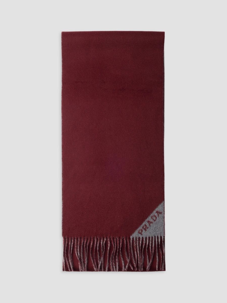 Prada Men's Double Cashmere Scarf - Dark Red