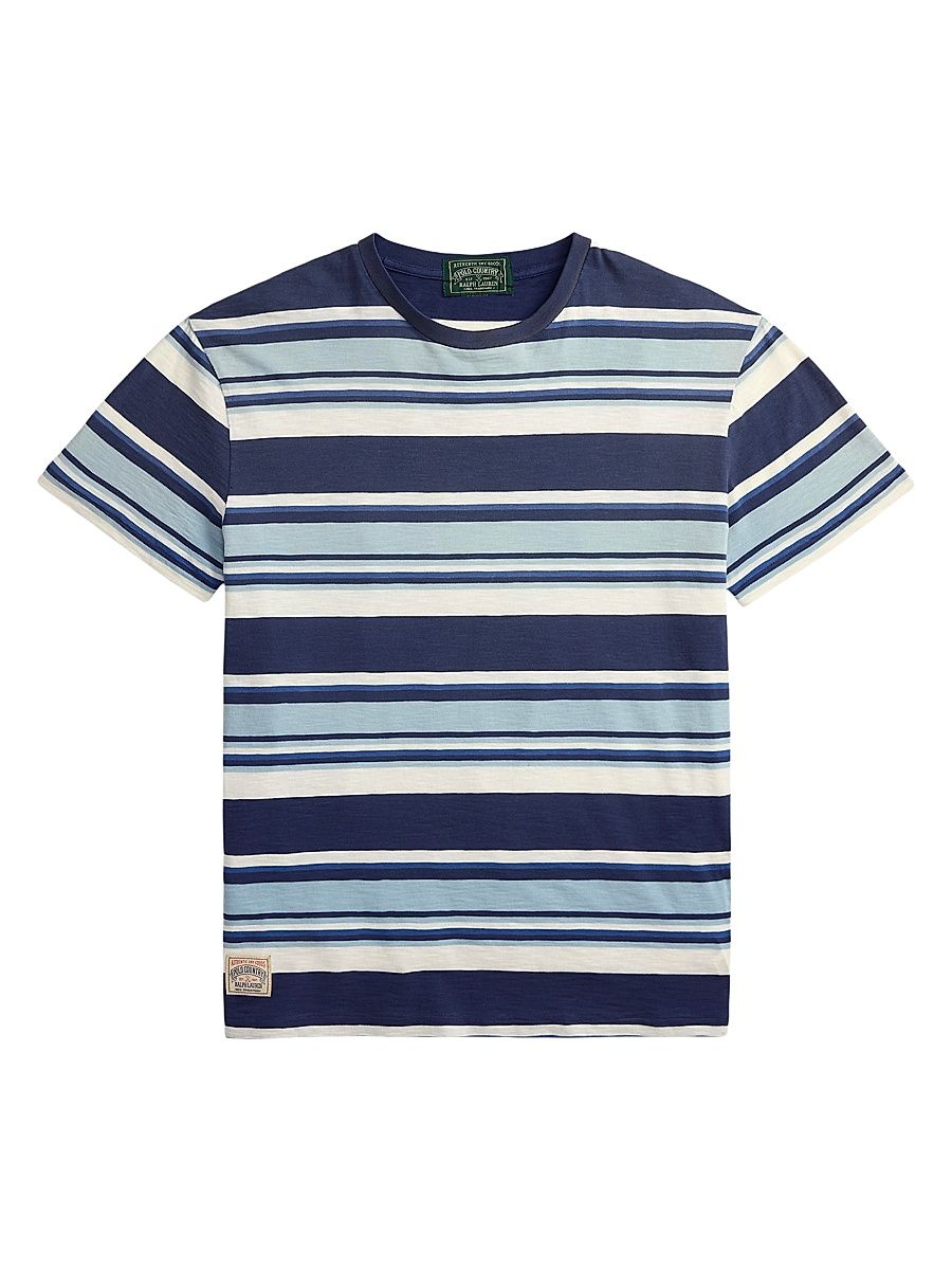 Men's Striped Cotton Crewneck T-Shirt - Dark Cobalt Multi - Size XXL