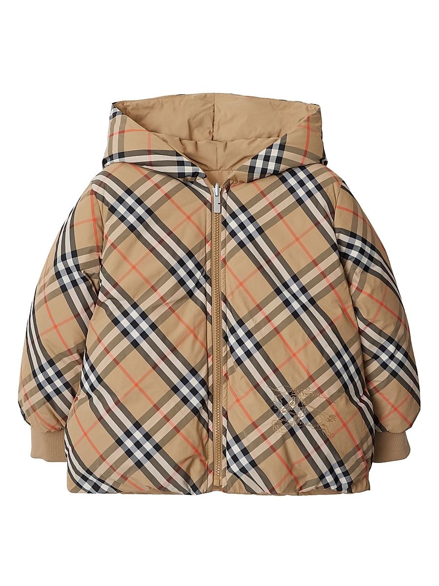 Baby Girl's, Little Girl's & Girl's Reversible Check Puffer Jacket - Sand Check - Size 6 Months
