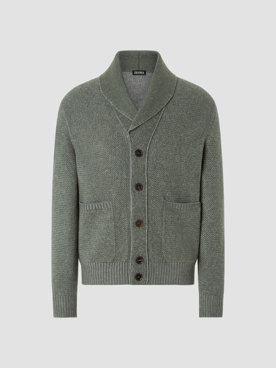 ZEGNA Men's Cashmere and Wool Jacket - Light Green - Size 48