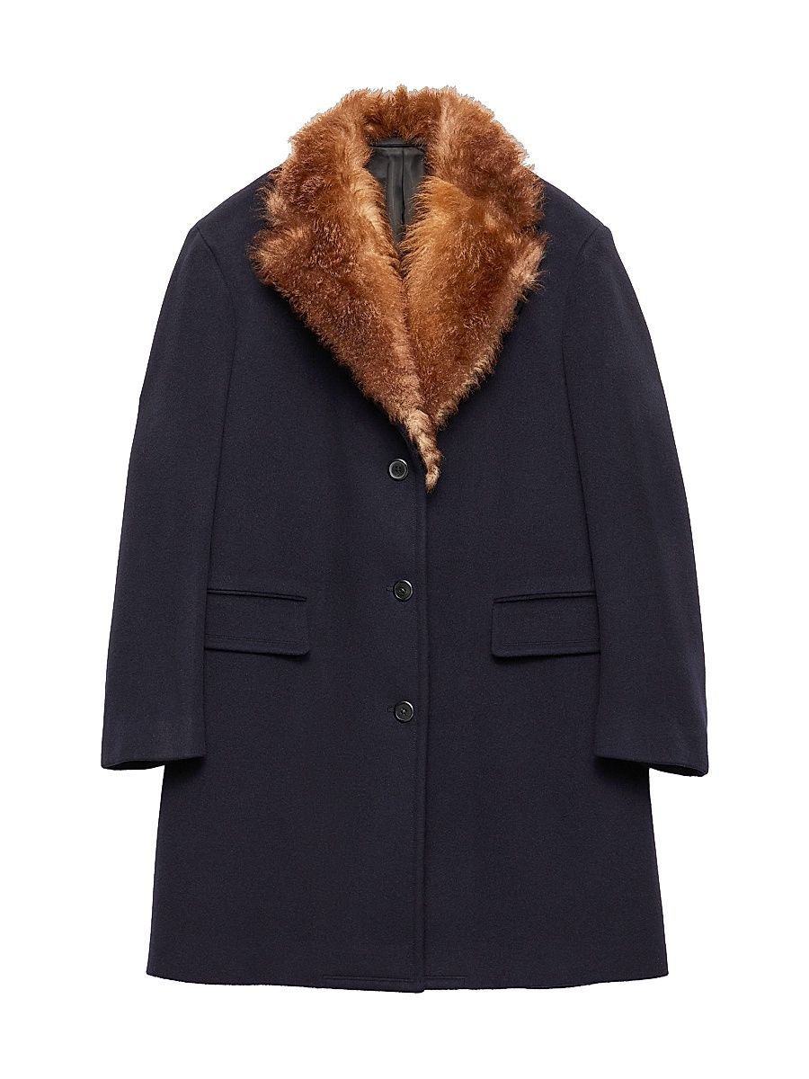 Women's Single-Breasted Cloth Coat - Blue - Size 6