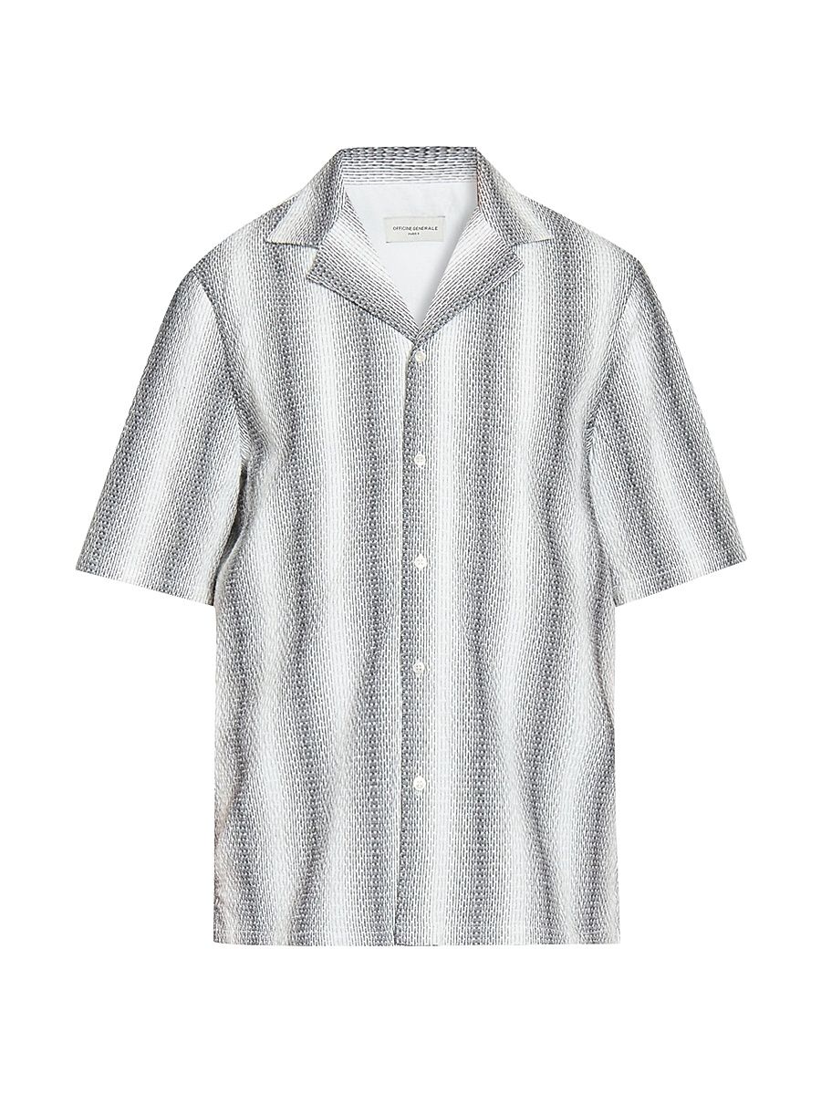 Men's Eren Striped Short-Sleeve Shirt - Mid Grey White - Size XS
