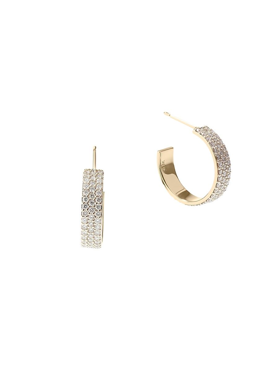 Women's Vanity 14K Yellow Gold & 0.851 TCW Diamond Huggie Hoop Earrings - Yellow Gold