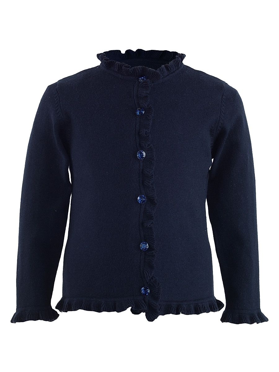 Little Girl's & Girl's Embellished Ruffle-Trimmed Cardigan - Navy - Size 6