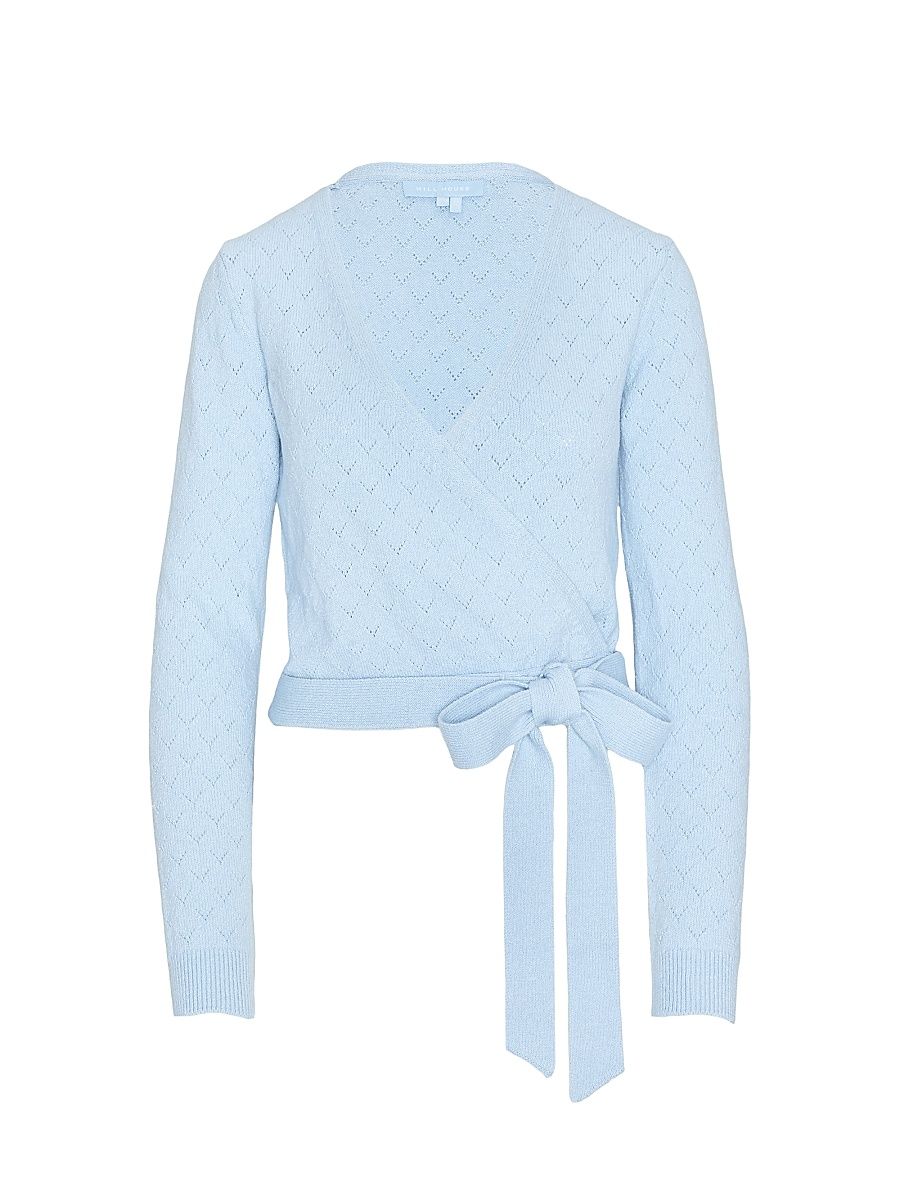 Women's The Deirdre Wrap Sweater - Light Blue Pointelle - Size Large