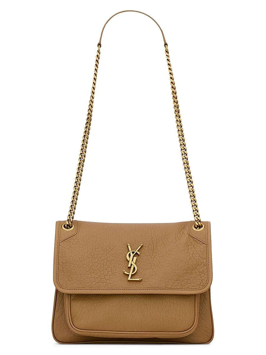 Women's Niki Baby Crossbody Bag in Grained Lambskin - Dark Cork