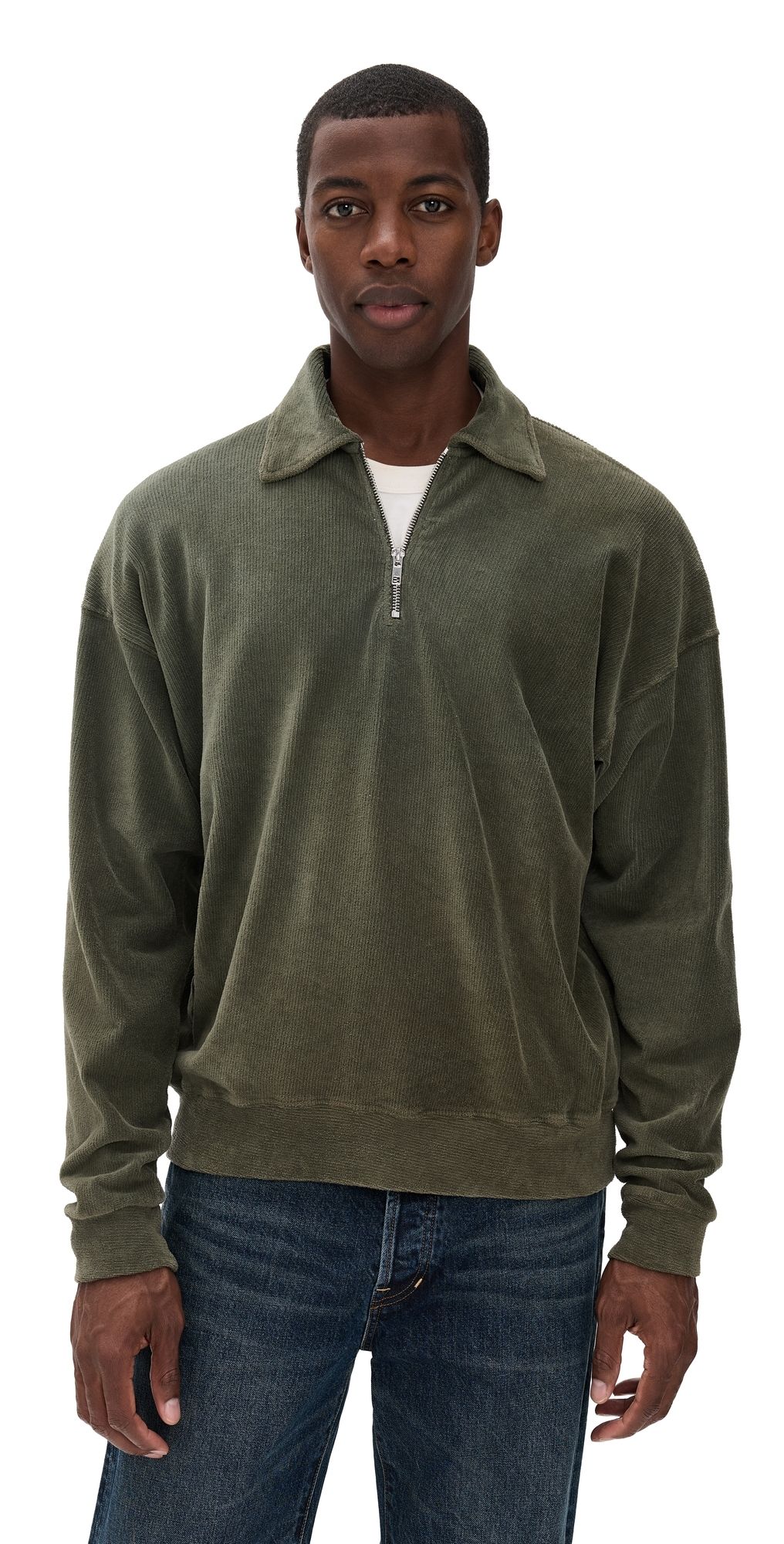 ASHER Claude Quarter Zip Sweatshirt Military L