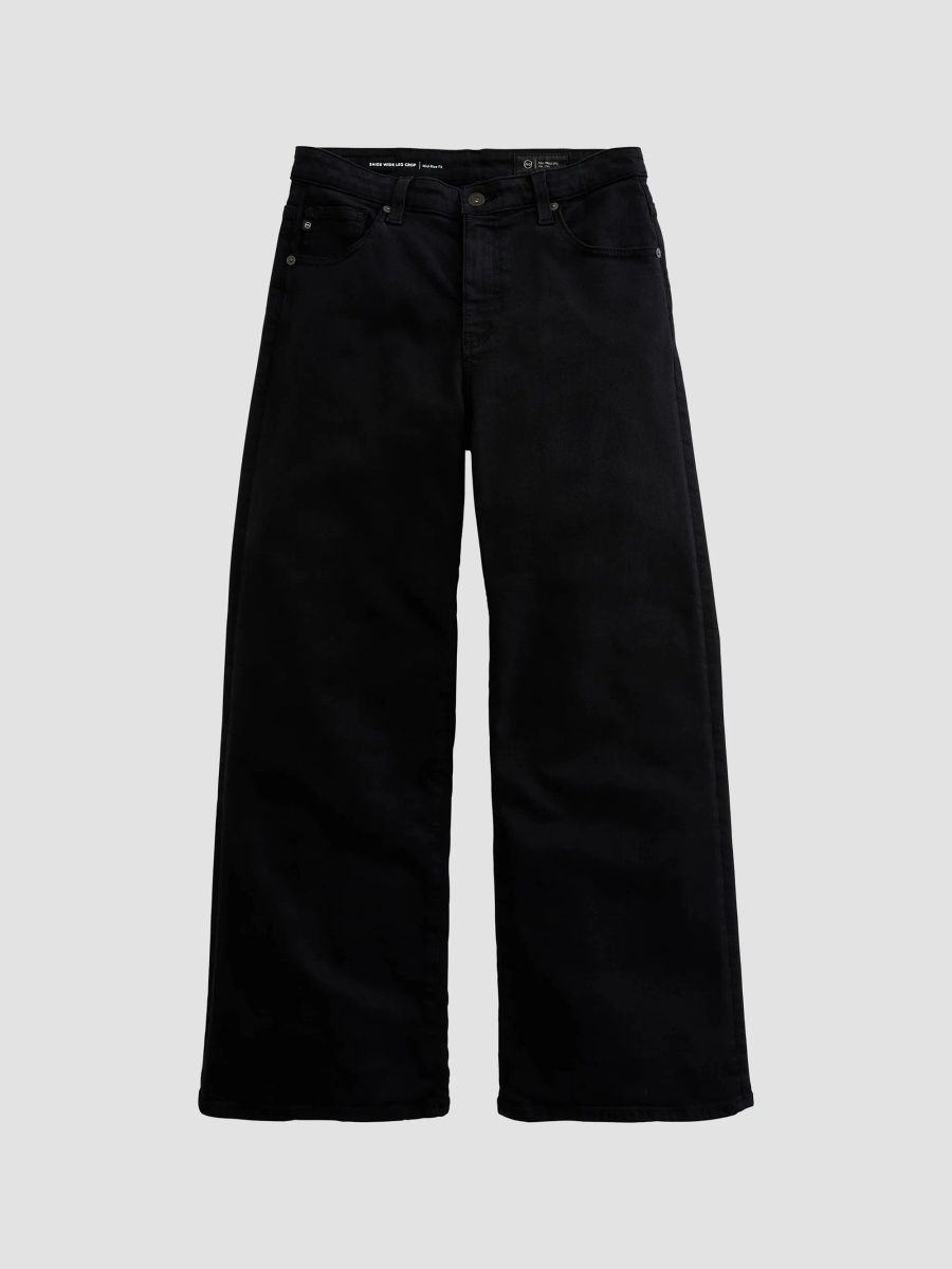 AG Jeans Women's Saige Wide-Leg Ankle-Length Jeans - Super Black - Size 23