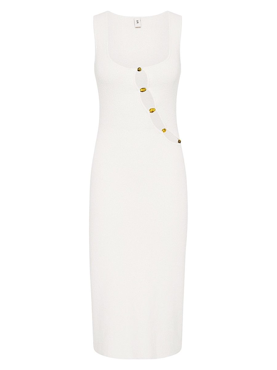 Women's Chiara Beaded Midi-Dress - Ivory - Size 6