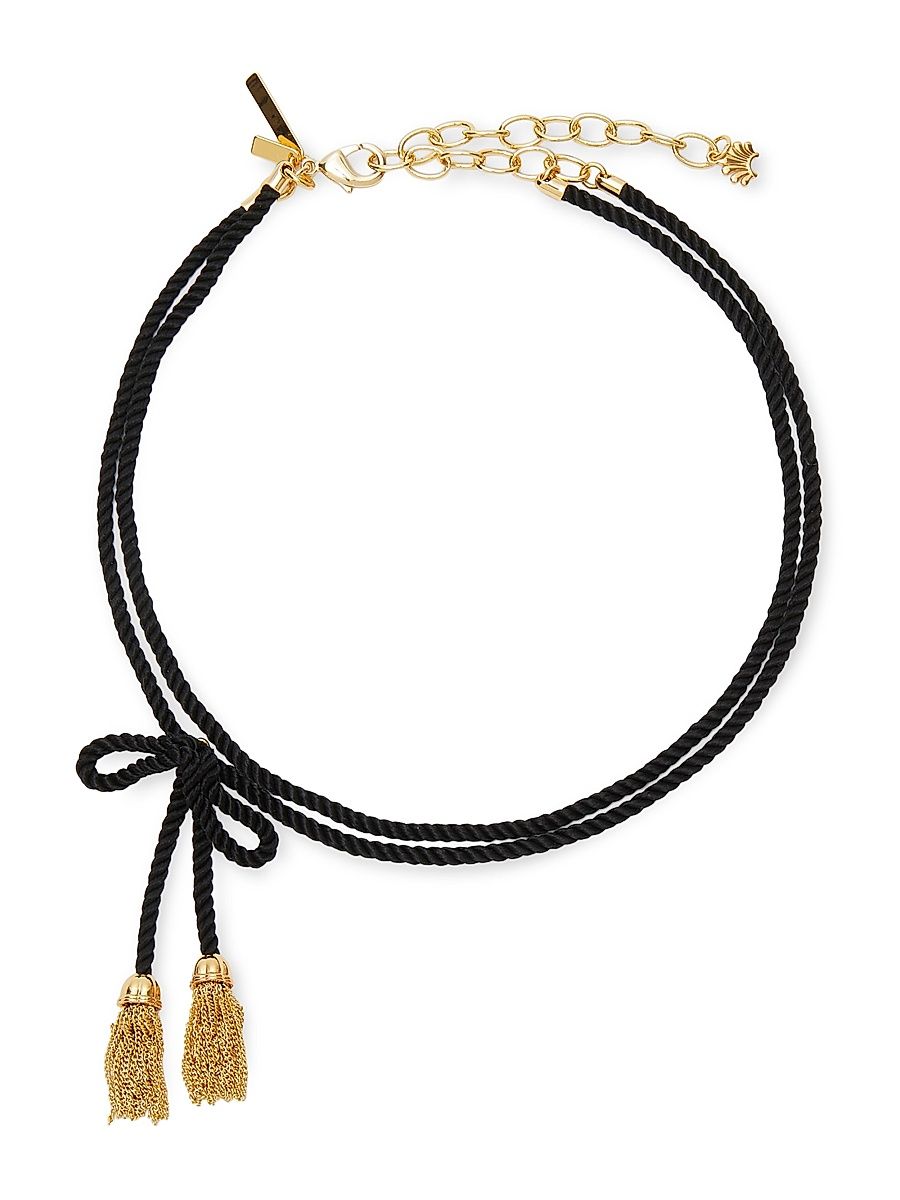 Women's 14K Goldplated & Silk Rope Bow Tassel Neckace - Jet