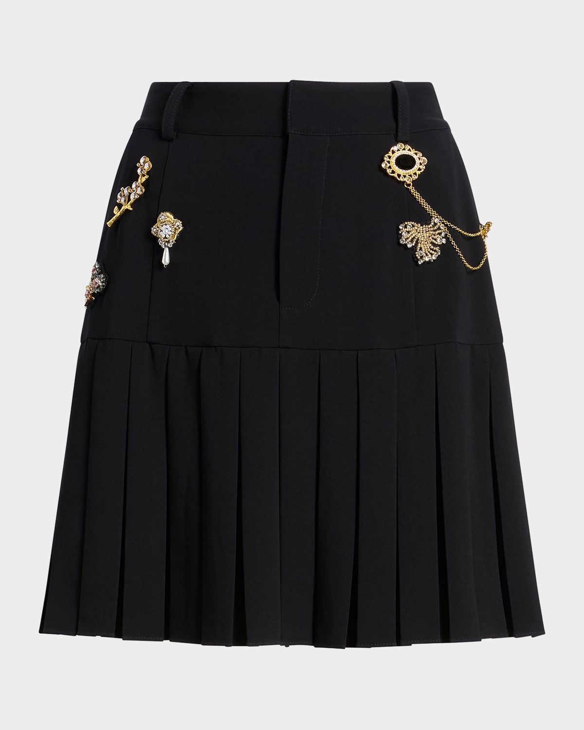 Bane Pleated Embellished Mini Skirt