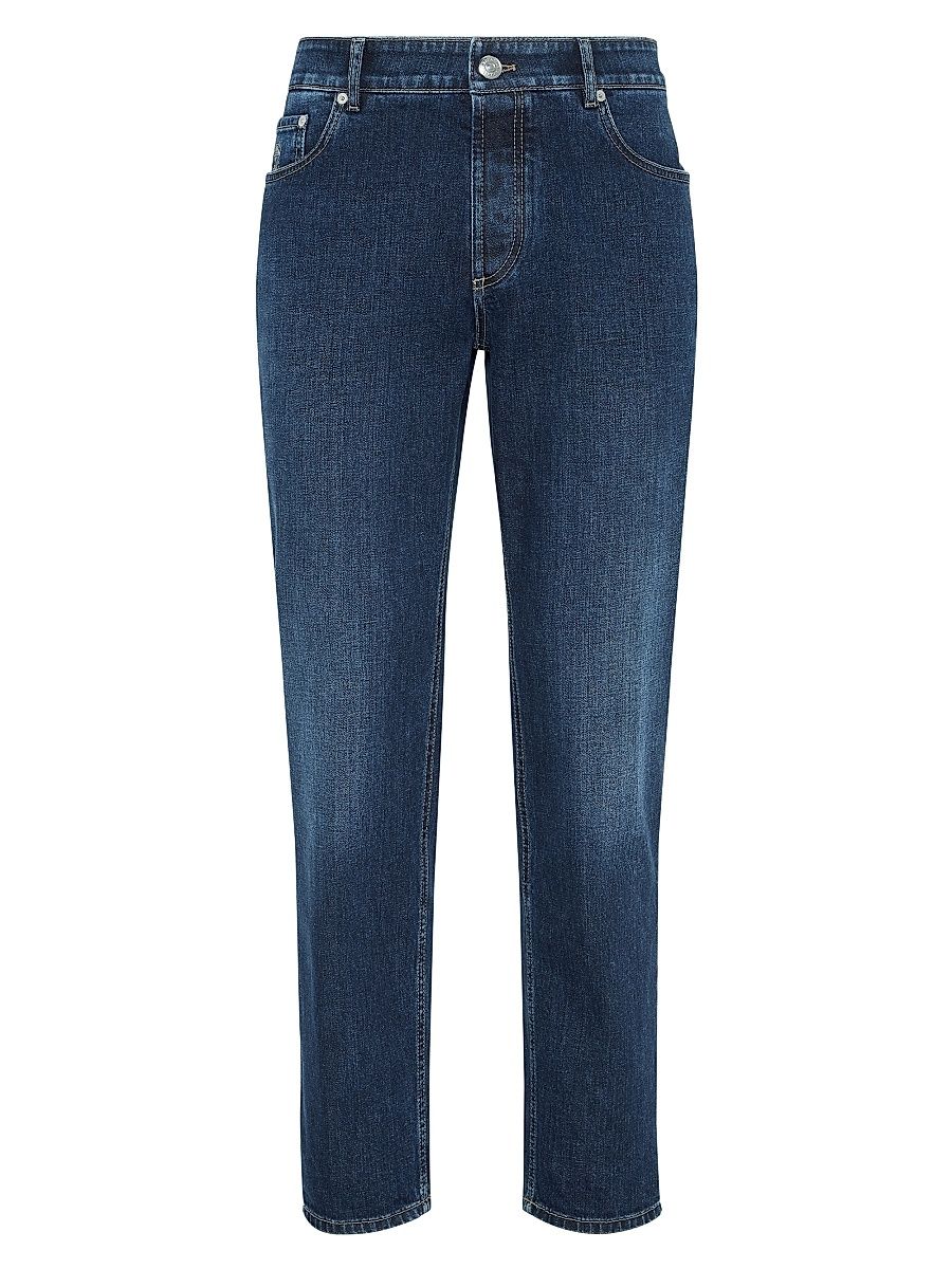 Men's Comfort Cotton Denim Traditional Fit Five Pocket Jeans - Dark Denim - Size 46