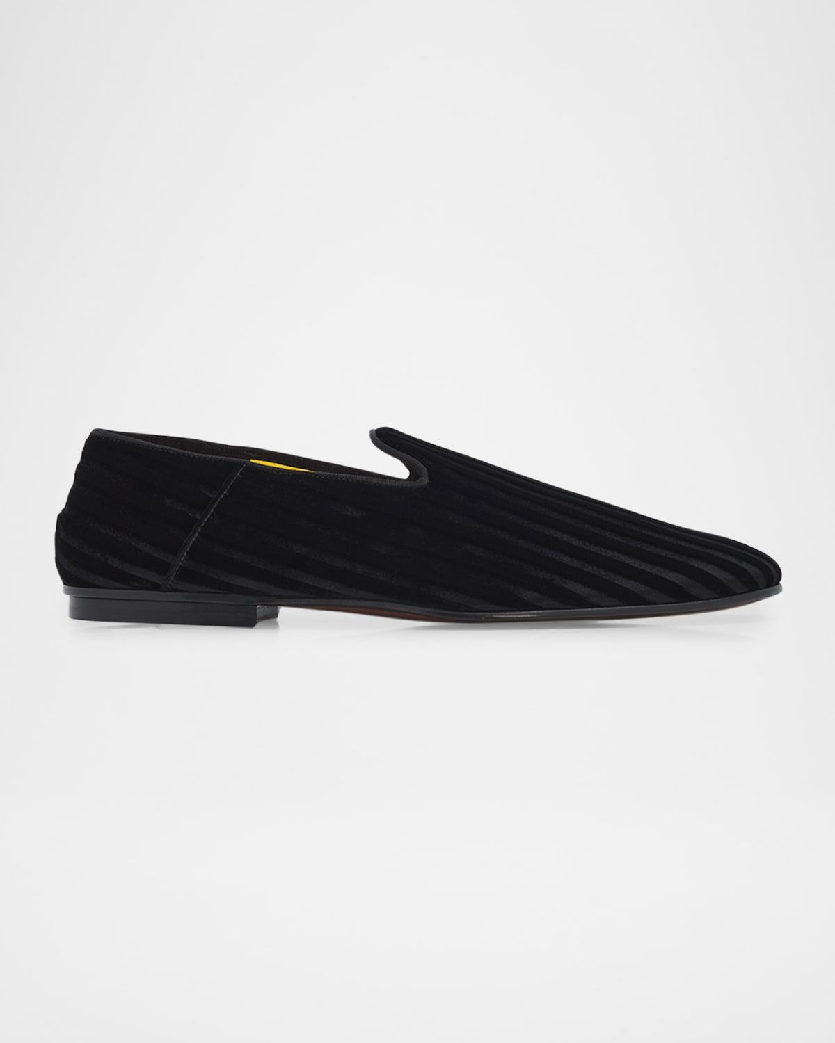 Men & apos;s Striped Velvet Loafers