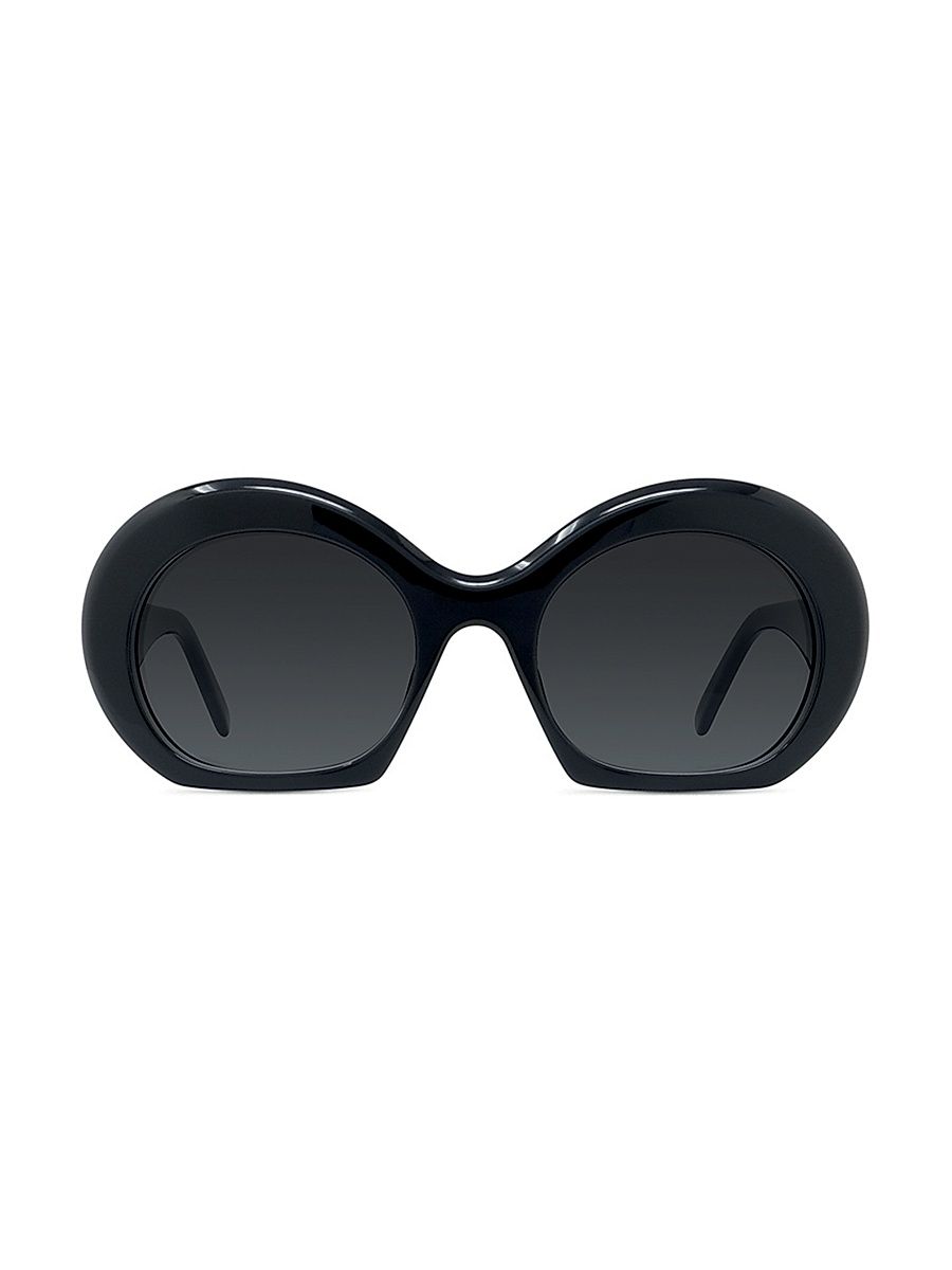 Women's New Branding Signature 54MM Round Sunglasses - Shiny Black Gradient Smoke
