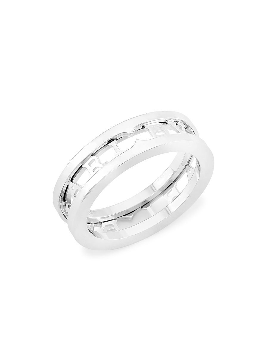 Women's B. zero1 18K White Gold Logo Band Ring - White Gold - Size 9