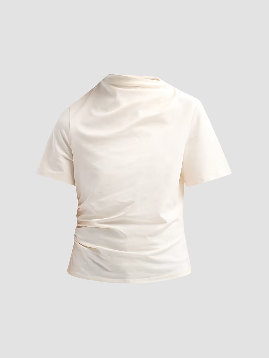 Women's Willow Cotton-Blend Draped T-Shirt - Bone - Size XL