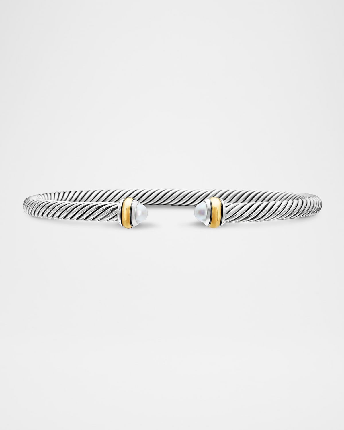Cable Bracelet with Gemstone in Silver with 18K Gold, 4mm