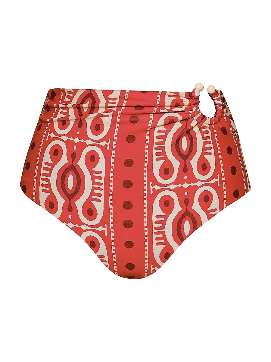 Women's Taita Reversible Bikini Bottom - Red Ecru - Size XL