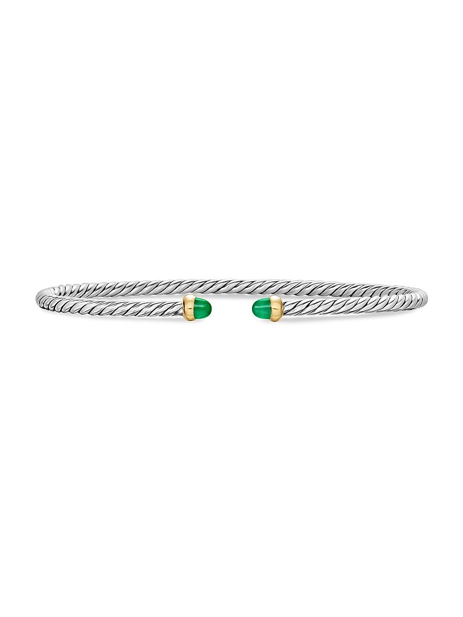Women's Cable Flex 14K Yellow Gold & Sterling Silver Bracelet - Emerald - Size Medium