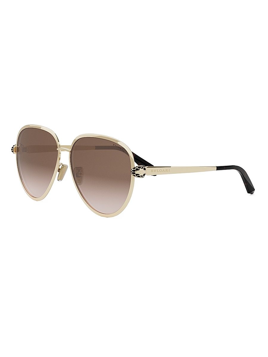 Women's Serpenti Forever 59MM Pilot Sunglasses - Brown Gold Brown