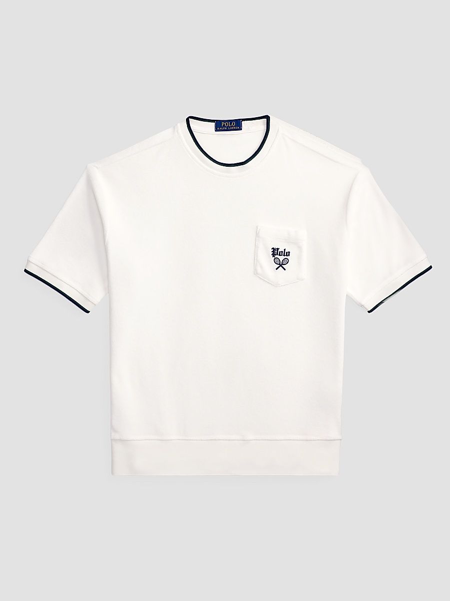 Men's Relaxed-Fit Terry Short-Sleeve Sweatshirt - White - Size XXL