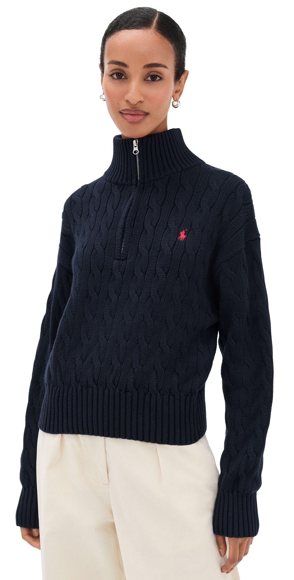 Polo Ralph Lauren Cotton Half Zip Long Sleeve Pullover Hunter Navy L