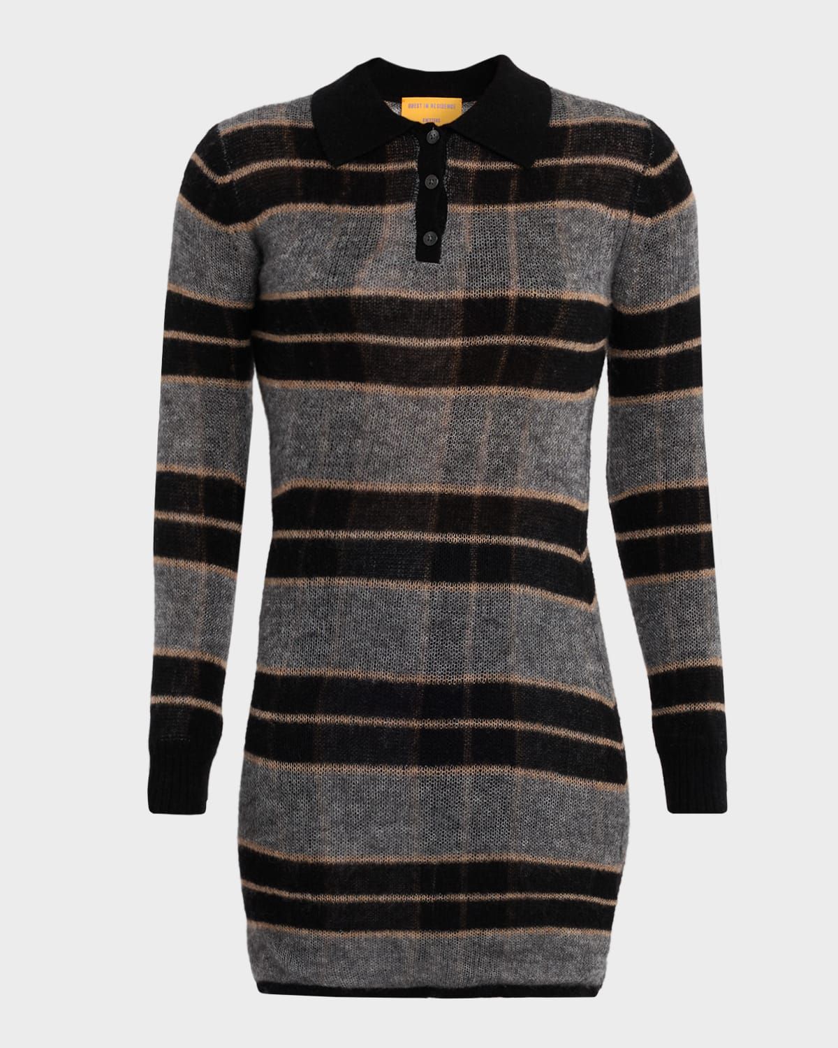 Shadow Plaid Wool-Cashmere Polo Dress