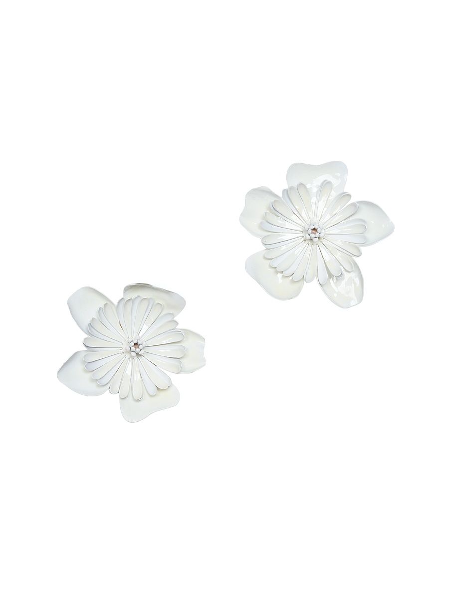 Women's Oversized Floral Stud Earrings - Cloudy White