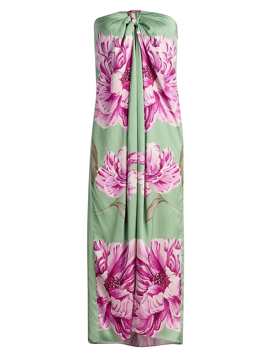 Women's Clea Floral-Print Strapless Midi-Dress - Large Flora - Size XL