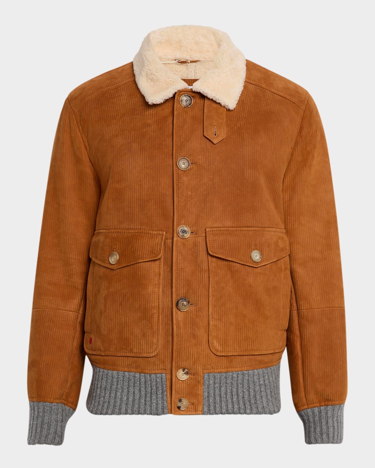 Men & apos;s Suede Shearling-Collar Bomber Jacket